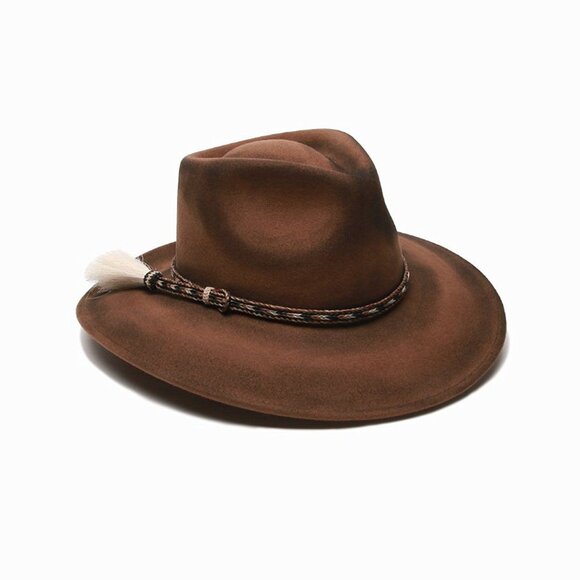 Roxy Dene Distressed Felt Hat with Horse Tail Trim - Picture 1 of 1